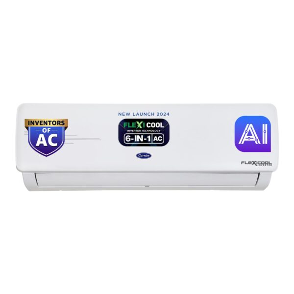 Carrier 1 Ton 3 Star AI Flexicool Inverter Split AC (Copper, Convertible 4-in-1 Cooling,Dual Filtration with HD & PM 2.5 Filter, Auto Cleanser, ESTER Exi - CAI12ER3R33F0,White)