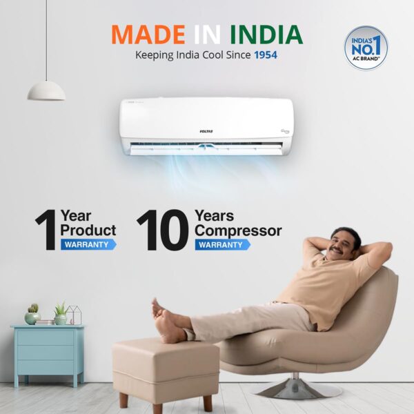 Voltas 1.5 Ton 3 Star, Fixed Speed Split AC (Copper, LED Display, Anti-dust Filter, 183 Vectra Elegant, White) - Image 8