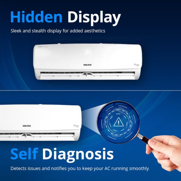 Voltas 1.5 Ton 3 Star, Fixed Speed Split AC (Copper, LED Display, Anti-dust Filter, 183 Vectra Elegant, White) - Image 5