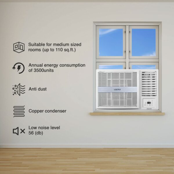 Voltas 1 Ton 3 Star, Fixed Speed Window AC (Copper, Turbo Mode, 2023 Model, 123 Vectra Platina, White) - Image 2