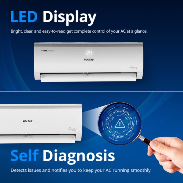 Voltas 2 Ton, 3 Star, Inverter Split AC (Copper, 4-in-1 Adjustable Mode, Anti-dust Filter, 2024 Model, 243V Vectra Elite, White) - Image 5