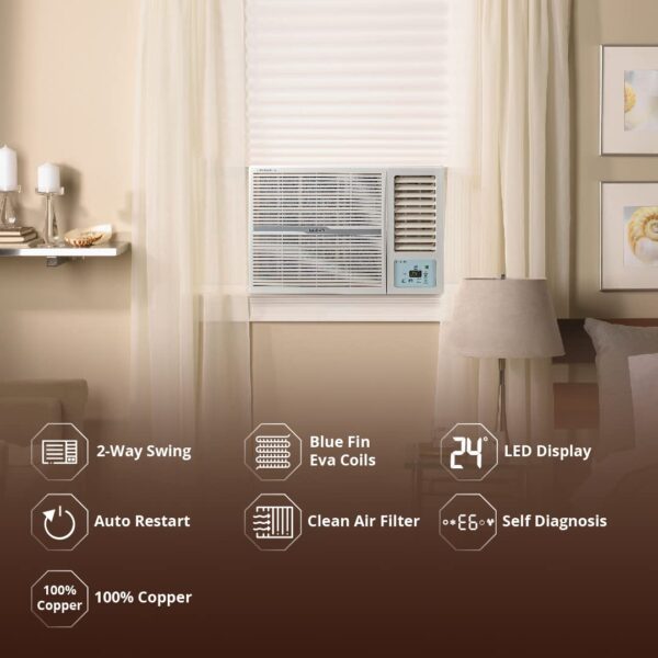 Lloyd 1.0 Ton 3 Star Fixed Speed Window AC (Copper, White with Silver Deco Strip, GLW12C3XWSEW) - Image 3