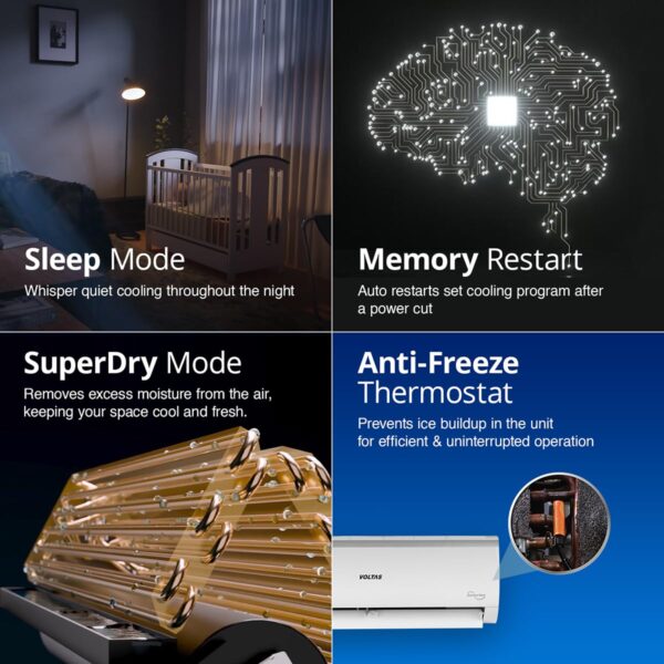 Voltas 2 Ton, 3 Star, Inverter Split AC (Copper, 4-in-1 Adjustable Mode, Anti-dust Filter, 2024 Model, 243V Vectra Elite, White) - Image 7