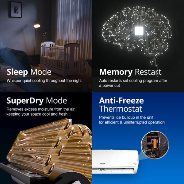 Voltas 1.5 Ton 3 Star, Fixed Speed Split AC (Copper, LED Display, Anti-dust Filter, 183 Vectra Elegant, White) - Image 7