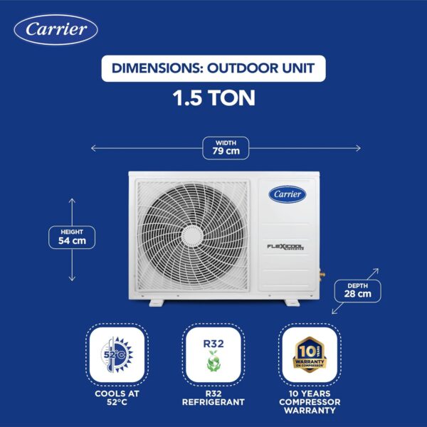 Carrier 1.5 Ton 5 Star AI Flexicool Inverter Split AC (Copper, Convertible 6-in-1 Cooling,Dual Filtration with HD & PM 2.5 Filter, Auto Cleanser, ESTER Exi -CAI18ES5R33F0 ,White) - Image 3