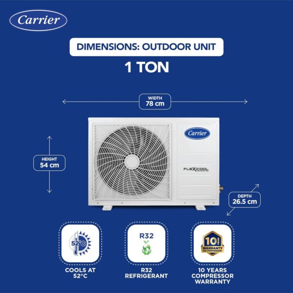 Carrier 1 Ton 3 Star AI Flexicool Inverter Split AC (Copper, Convertible 4-in-1 Cooling,Dual Filtration with HD & PM 2.5 Filter, Auto Cleanser, ESTER Exi - CAI12ER3R33F0,White) - Image 3