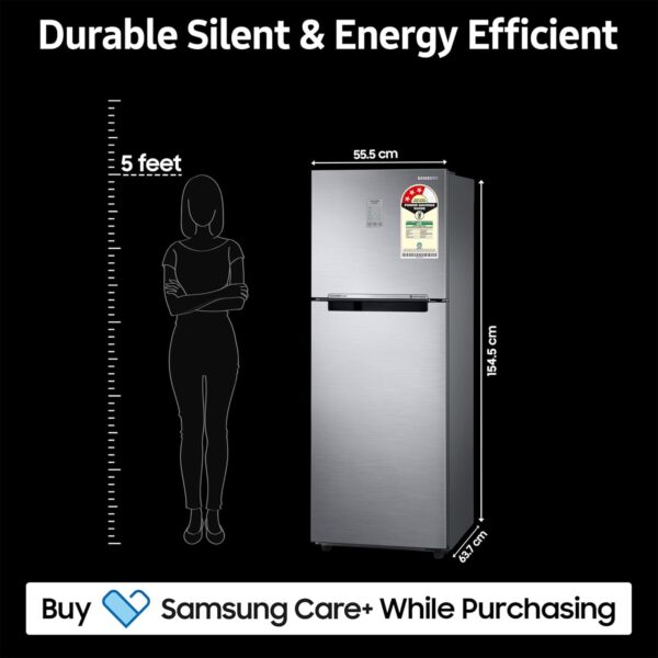 Samsung 236 L, 3 Star, Convertible, Digital Inverter with Display Frost Free Double Door Refrigerator (RT28C3733S8/HL, Silver, Elegant Inox) - Image 5