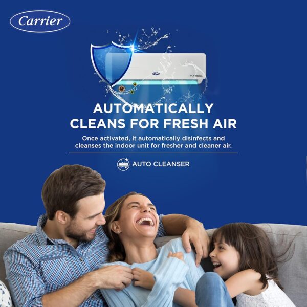 Carrier 1 Ton 3 Star AI Flexicool Inverter Split AC (Copper, Convertible 4-in-1 Cooling,Dual Filtration with HD & PM 2.5 Filter, Auto Cleanser, ESTER Exi - CAI12ER3R33F0,White) - Image 10