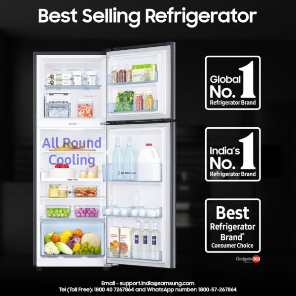 Samsung 236 L, 3 Star, Convertible, Digital Inverter with Display Frost Free Double Door Refrigerator (RT28C3733S8/HL, Silver, Elegant Inox) - Image 4