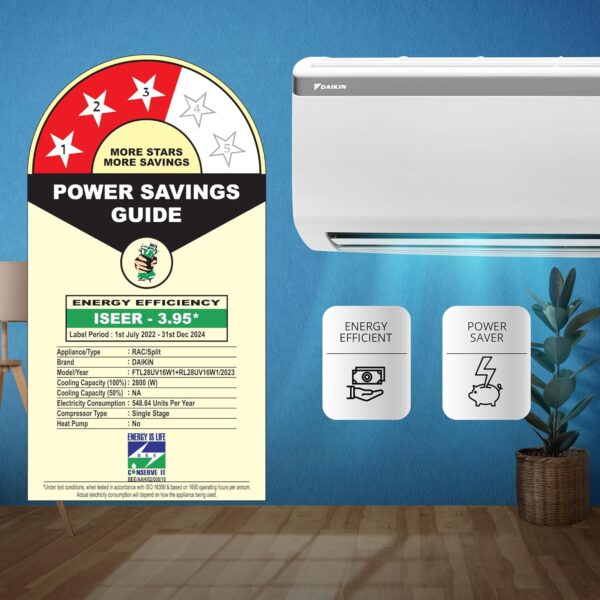 Daikin 0.8 Ton 3 Star, Fixed Speed Split AC (Copper, PM 2.5 Filter, 2022 Model, FTL28U, White) - Image 2