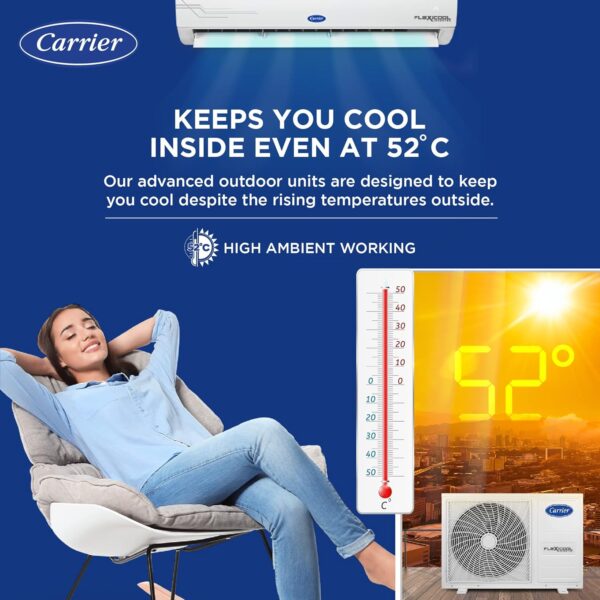 Carrier 1.5 Ton 5 Star AI Flexicool Inverter Split AC (Copper, Convertible 6-in-1 Cooling,Dual Filtration with HD & PM 2.5 Filter, Auto Cleanser, ESTER Exi -CAI18ES5R33F0 ,White) - Image 8