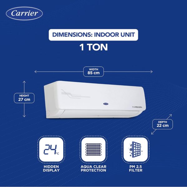 Carrier 1 Ton 3 Star AI Flexicool Inverter Split AC (Copper, Convertible 4-in-1 Cooling,Dual Filtration with HD & PM 2.5 Filter, Auto Cleanser, ESTER Exi - CAI12ER3R33F0,White) - Image 2