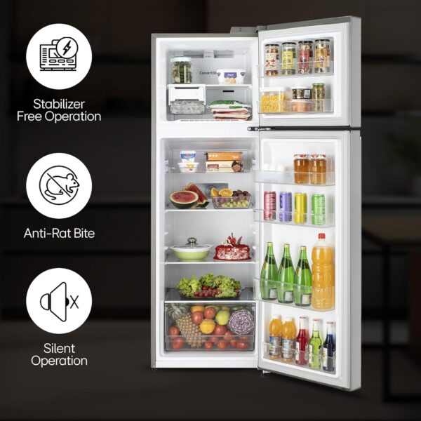 LG 272 L 3 Star Frost-Free Smart Inverter Compressor Double Door Refrigerator (GL-S312SPZX, Shiny Steel, Convertible & Multi Air Flow Cooling) - Image 2
