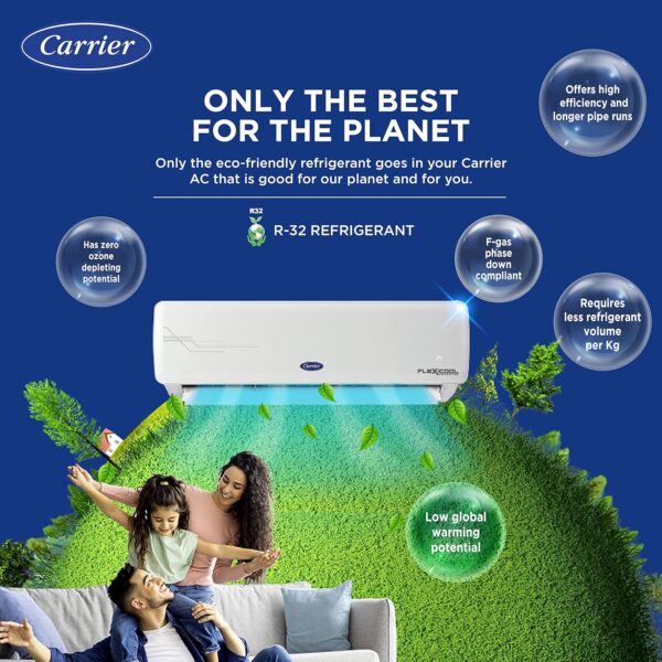 Carrier 1 Ton 3 Star AI Flexicool Inverter Split AC (Copper, Convertible 4-in-1 Cooling,Dual Filtration with HD & PM 2.5 Filter, Auto Cleanser, ESTER Exi - CAI12ER3R33F0,White) - Image 11